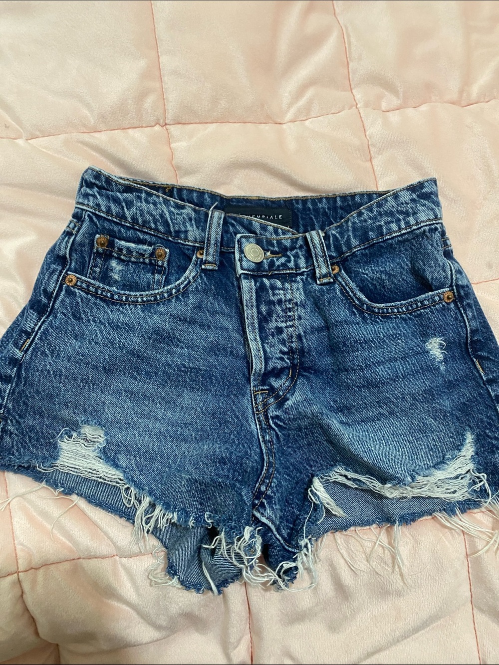Aeropostale Distressed Dark Blue Denim Cutoff Shorts